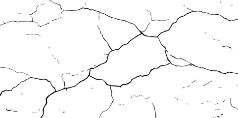 Cracks isolated on white background.Cracks on the concrete wall.Wall Background. For designers to apply texture cracks to objects.
