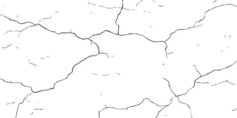 Cracks isolated on white background.Cracks on the concrete wall.Wall Background. For designers to apply texture cracks to objects.
