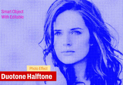 Duotone Halftone Photo Effect Mockup