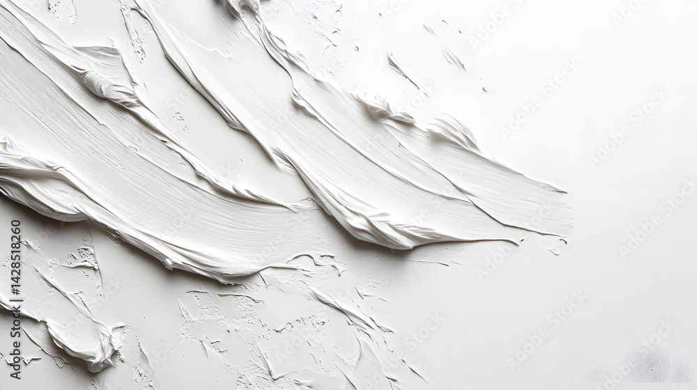 Poster artistic action of white paint swirls studio setting abstract texture minimal environment close-up