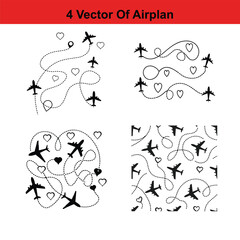 Flying Airplane Destinations Background,
Airplane Pattern - Seamless - Illustration,Air Travel,
