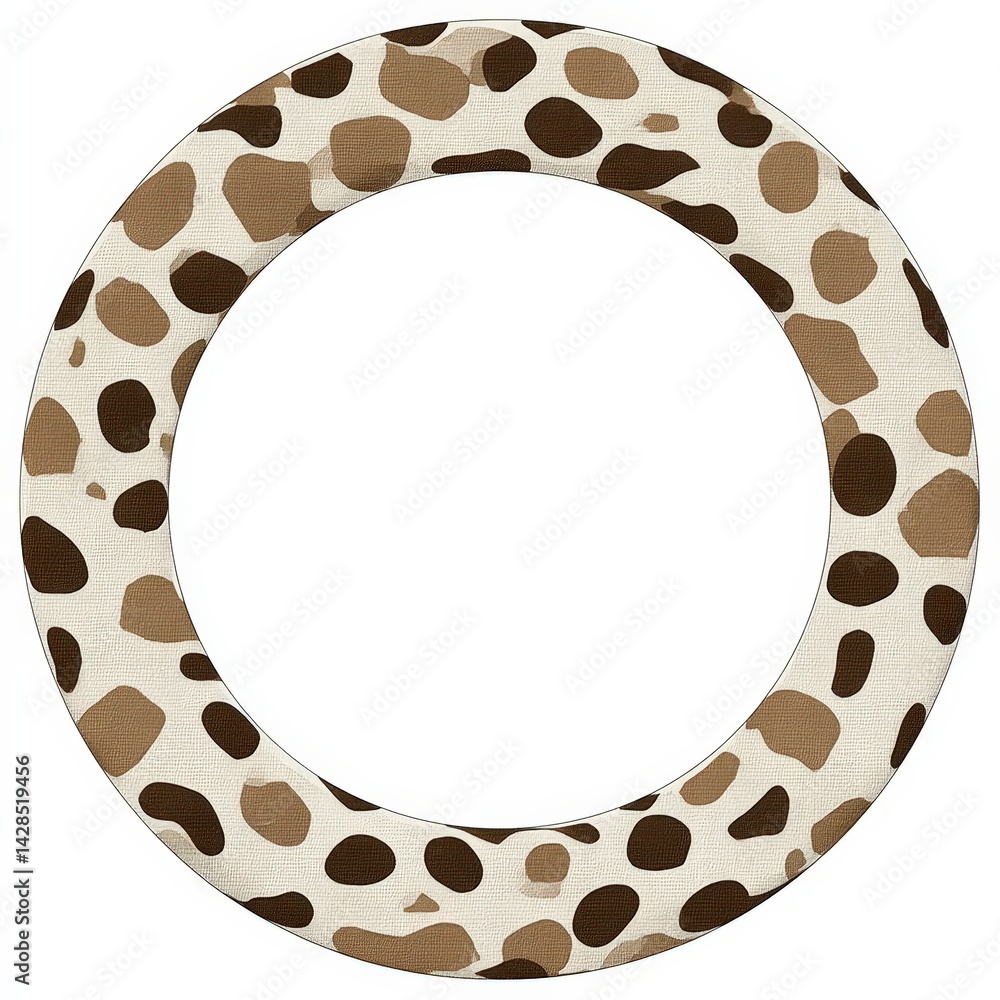 Poster round frame design featuring a textured pattern of pebbles on a neutral background.