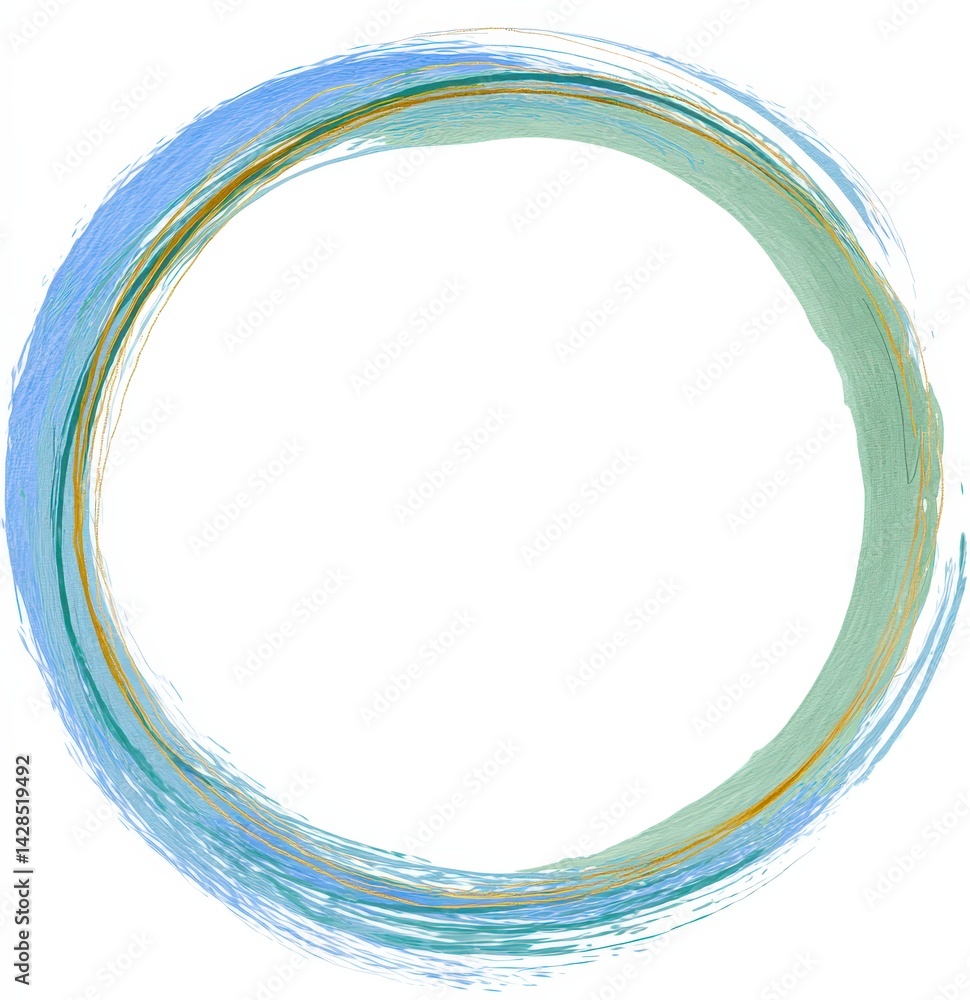 Poster abstract circular design with colorful brush strokes on a white background.