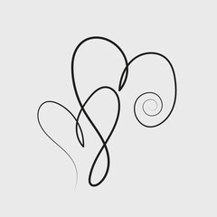 Abstract Black Line Art Swirl Design Element