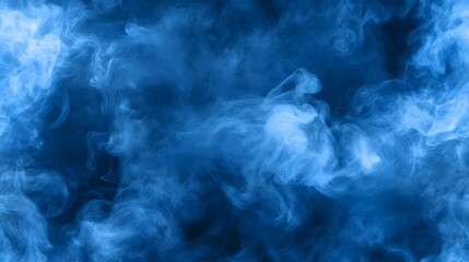 Dense, swirling, azure smoke plumes against a dark backdrop.