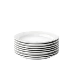 A realistic stack of clean a transparent plates on a countertop, isolated on a transparent background.