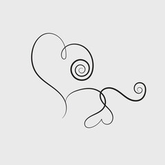 Elegant Continuous Line Art Heart Design with Swirls