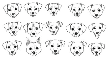 Obraz premium Jack Russell Terrier Dog Face Expressions Vector Illustration Set for Pet Lovers and Animal Design Projects