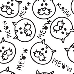 Seamless pattern cute baby Cat pattern with black cat, dog, cartoons and heart in doodle style on white background. vector illustration png cat