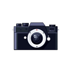 Stylish black camera illustration against a transparent background