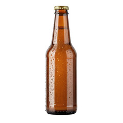 Close-up Photo of a Cold, Condensation-Covered Beer Bottle Standing Upright