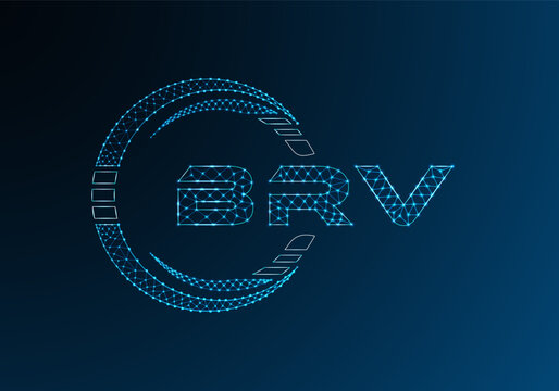 BRV low poly letter logo vector design. BRV lower poly logo design.