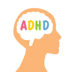 ADHD Attention Deficit Hyperactivity Disorder; mental health and psychology concept - vector illustration