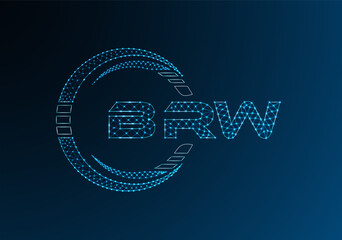 BRW low poly letter logo vector design. BRW lower poly logo design.