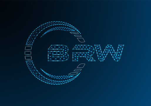 BRW low poly letter logo vector design. BRW lower poly logo design.