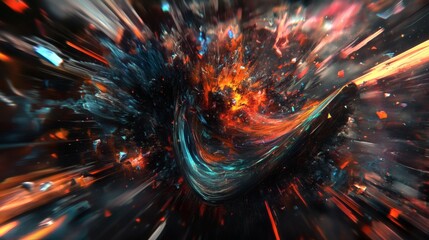 A vibrant, abstract depiction of a dynamic, swirling vortex.