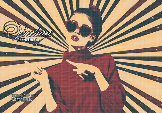 Vintage Retro Art Photo Effect Mockup