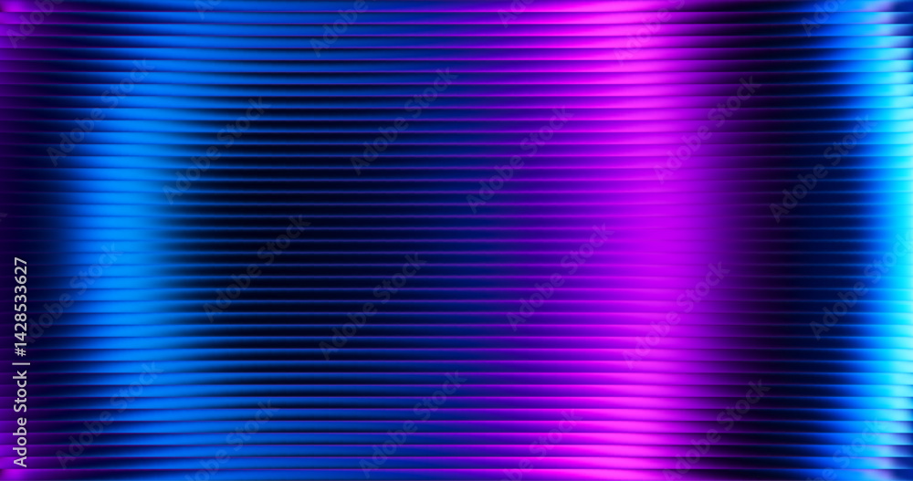Poster vibrant circular fluorescent gradient pattern with ribbed fractal glassy texture blending neon color