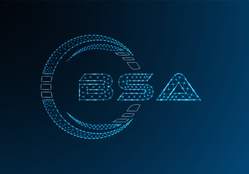 BSA low poly letter logo vector design. BSA lower poly logo design.