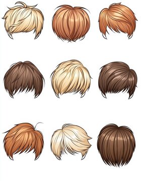 Cartoon illustration set of modern hairstyles suitable for kid boys