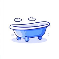 Modern cartoon illustration features a supervised baby playing in a bathtub
