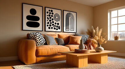 Creative modern simple interior living room 3D background