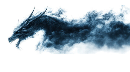 Fototapeta premium A digital illustration of a mythical dragon, its form obscured by a dramatic cloud of swirling, ethereal smoke.