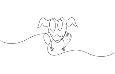 Fried chicken in one line style, Roasted chicken or turkey in one continuous line drawing. Thanksgiving dinner in simple linear style. Fall harvest in editable stroke.