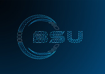 BSU low poly letter logo vector design. BSU lower poly logo design.