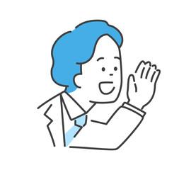 呼びかける男性医師のイラスト　ベクター
