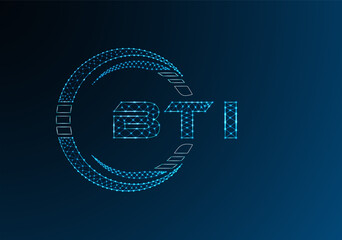 BTI low poly letter logo vector design. BTI lower poly logo design.