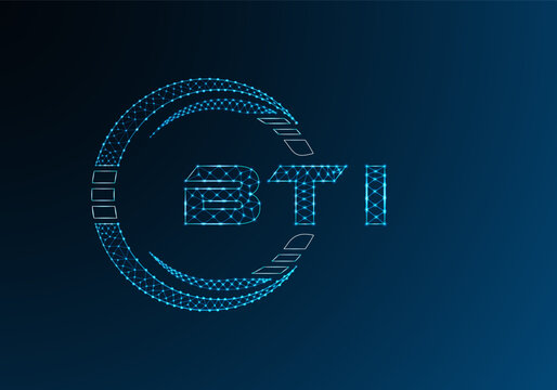 BTI low poly letter logo vector design. BTI lower poly logo design.