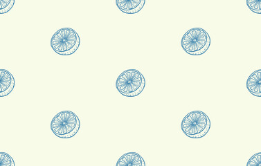 Seamless horizontal pattern with hand-drawn citrus orange engraving. This vintage-style vector repeat is perfect for summer decorations, fruit-themed packaging, kitchen designs