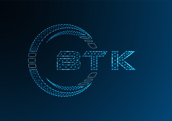 BTK low poly letter logo vector design. BTK lower poly logo design.