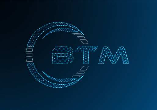 BTM low poly letter logo vector design. BTM lower poly logo design.