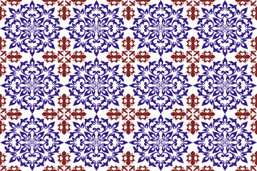 Vector illustration of oriental pattern ceramic tile mosaic uzbek islamic motif oriental arabic floral decoration
