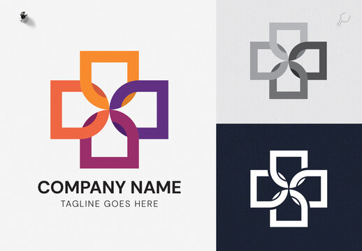 Modern Abstract Cross Logo Design Template