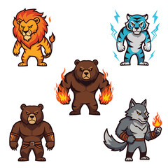 Elemental Animal Mascot Character Set