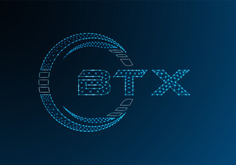 BTX low poly letter logo vector design. BTX lower poly logo design.