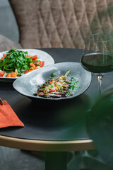 Fresh and delicious salad with dressing