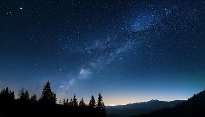 Fototapeta premium Majestic Milky Way Galaxy Over Silhouetted Mountain Pines