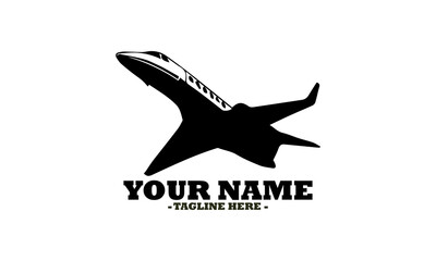 illustration of a modern private jet ascending with stylized motion lines indicating speed and power. Transportation concept private jet, private jet vector and private jet logo design