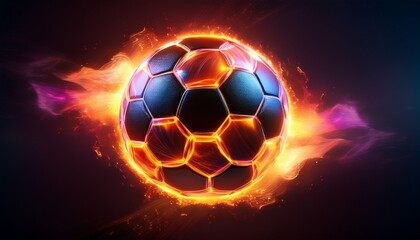 Naklejka premium Fiery Soccer Ball Energy, Passion, Speed, Action, Goal, Competition, Victory, Championship, Sports, 