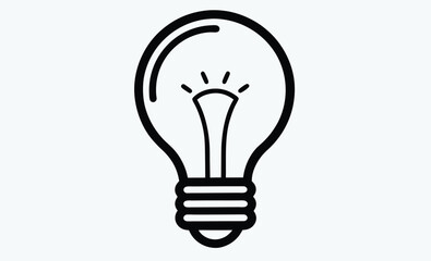 Light bulb silhouette, Line art illustration of a hanging light bulb with a visible filament