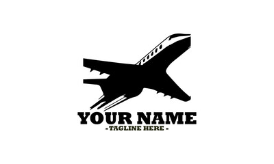 illustration of a modern private jet ascending with stylized motion lines indicating speed and power. Transportation concept private jet, private jet vector and private jet logo design