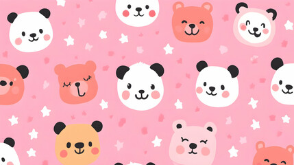 Cute Panda Pattern Background