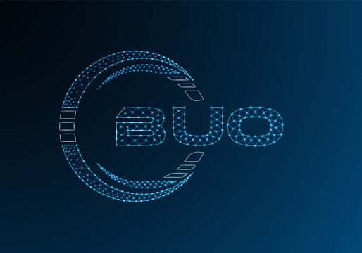 BUO low poly letter logo vector design. BUO lower poly logo design.