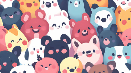 Group of Cute Animal Faces