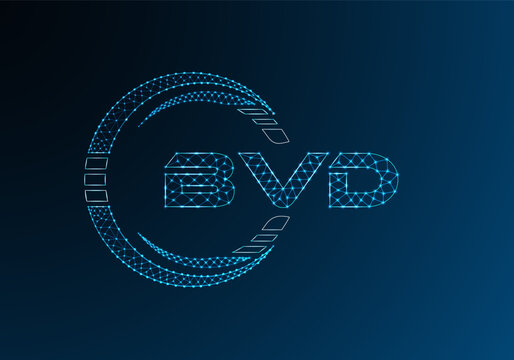 BVD low poly letter logo vector design. BVD lower poly logo design.
