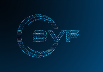 BVF low poly letter logo vector design. BVF lower poly logo design.